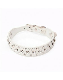 L size-white-Pet Rhinestone...