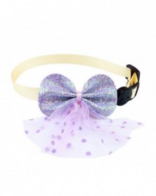 Purple-Pet Bow Collar Wave...