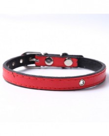 S size-Red-PU Leather Solid...